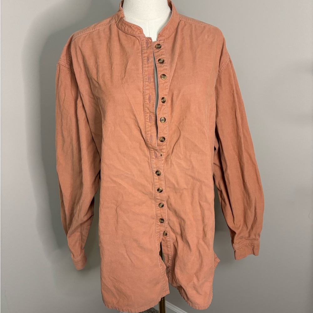 Men's Button-Up Shirt in Peach XL courdoroy
